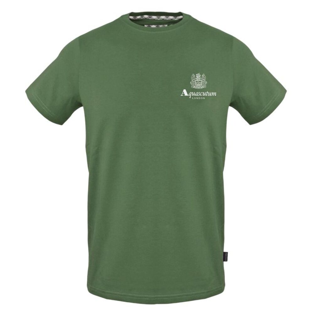 Aquascutum Mens Logo Cotton Regular T-Shirt / Military Green